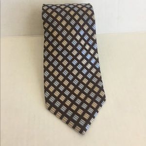 Michael Kors Silk Blue & Brown Diagonal Square Tie